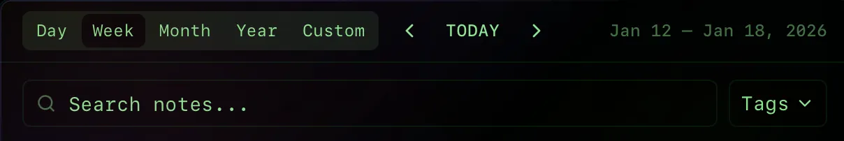 Journal filter and navigation