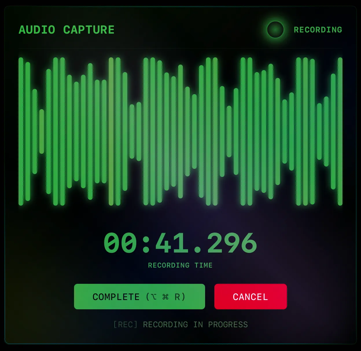 Audio level visualization during recording